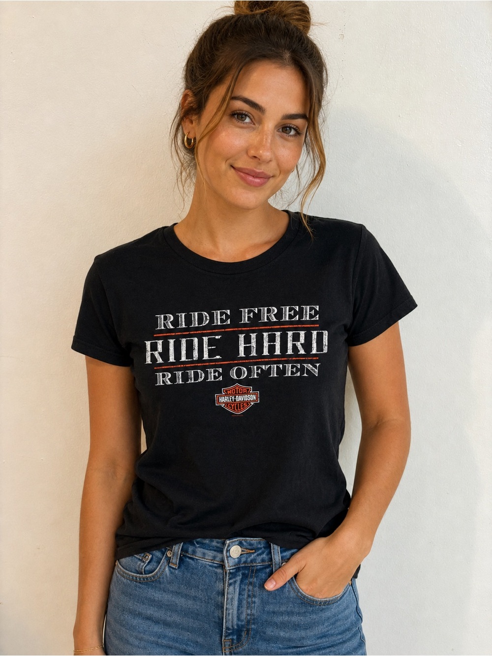 Harley-Davidson Black 'Ride Free Ride Hard' Graphic Tee medium